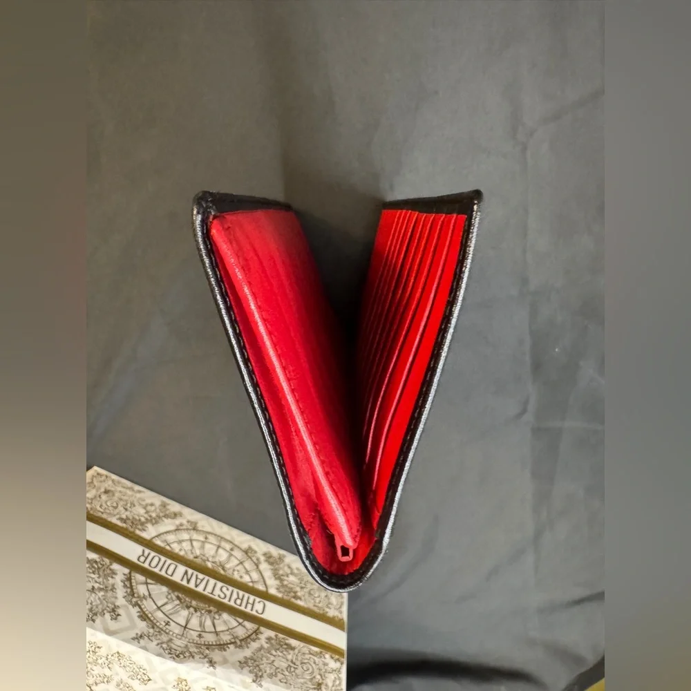 Christian Dior “CD” Black w/Red Interior Leather Wallet